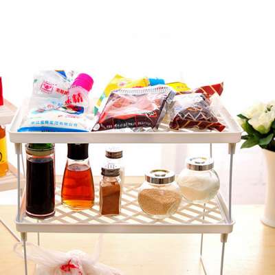 Plastic Kitchen Cabinet Counter Shelf Organizer Multi-purpose bathroom Storage Rack Household seasoning Pantry folding rack